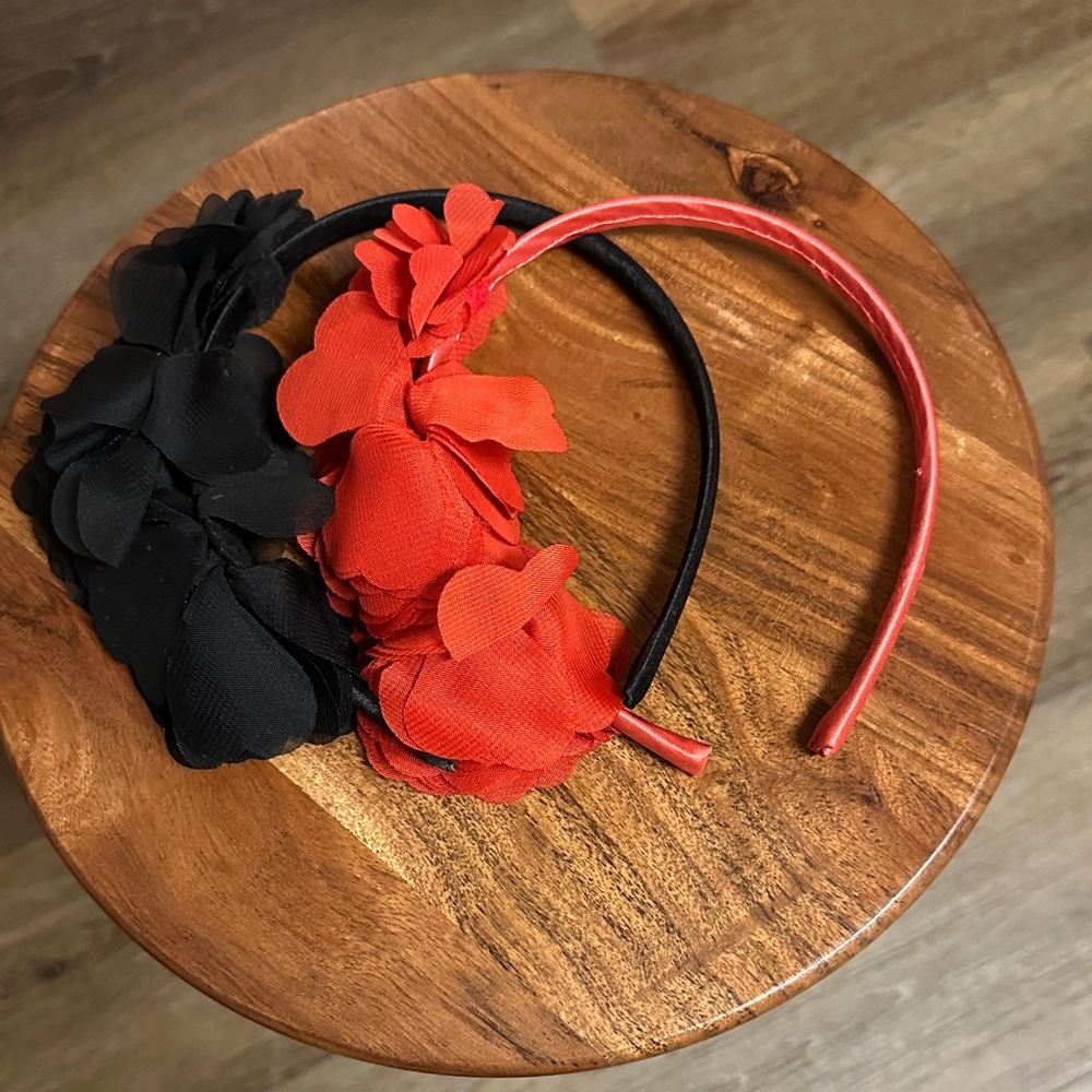 Floral Headband Set - Black and Red
